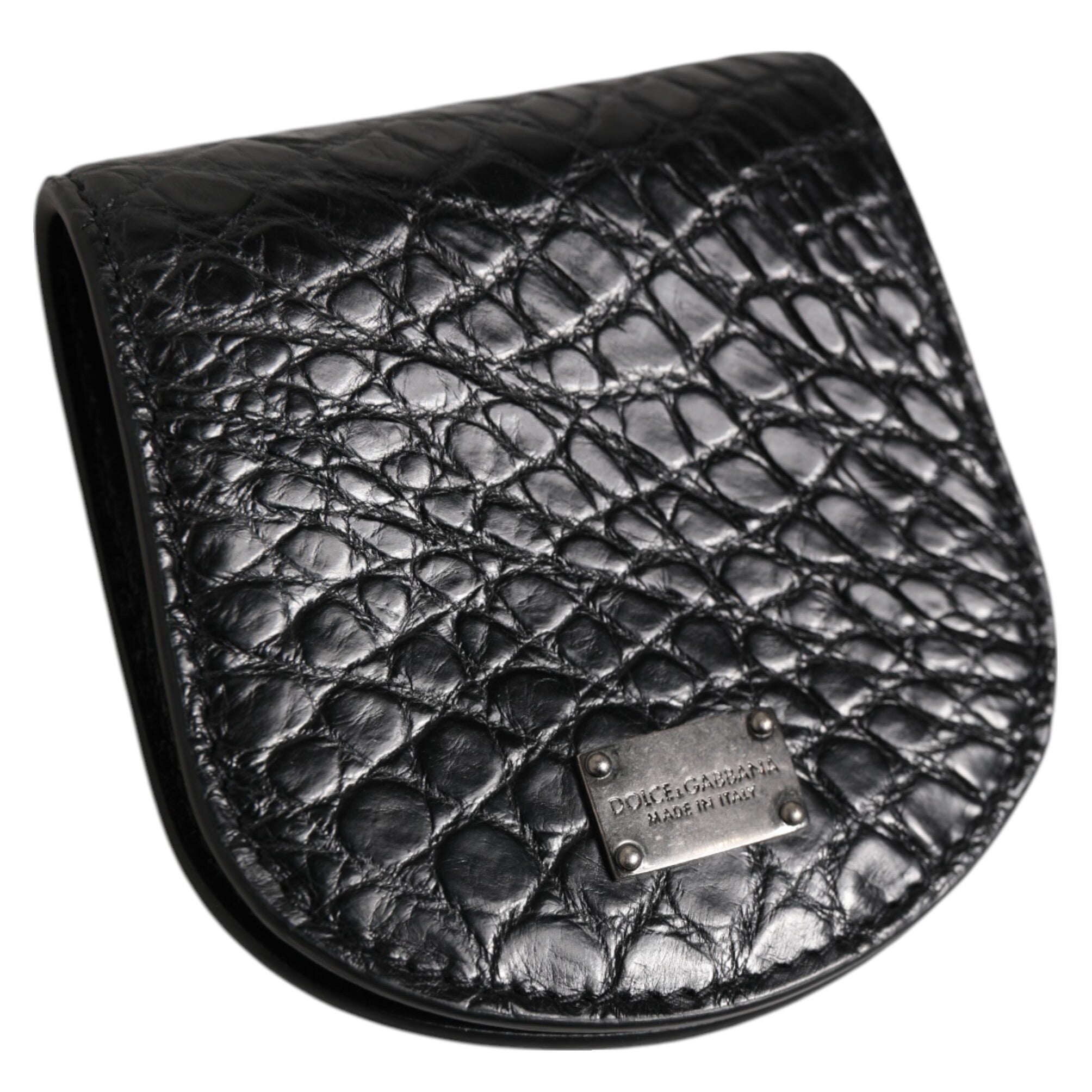Dolce & Gabbana Black Exotic Skin Coin Condom Case Holder Pocket Wallet Dolce & Gabbana