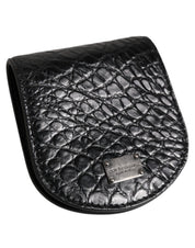 Dolce & Gabbana Black Exotic Skin Coin Condom Case Holder Pocket Wallet Dolce & Gabbana