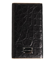 Black Leather Exotic Skin 3000mAh Power Bank Charger USB