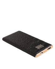 Black Leather Exotic Skin 3000mAh Power Bank Charger USB
