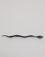 Dolce & Gabbana Black Brass Crystal Spilla Serpente Mens Brooch Pin Dolce & Gabbana