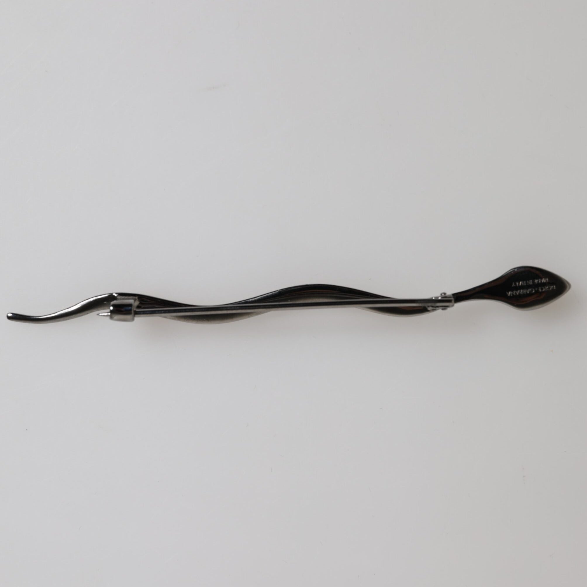 Dolce & Gabbana Black Brass Crystal Spilla Serpente Mens Brooch Pin Dolce & Gabbana
