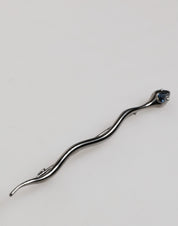 Black Brass Crystal Spilla Serpente Mens Brooch Pin
