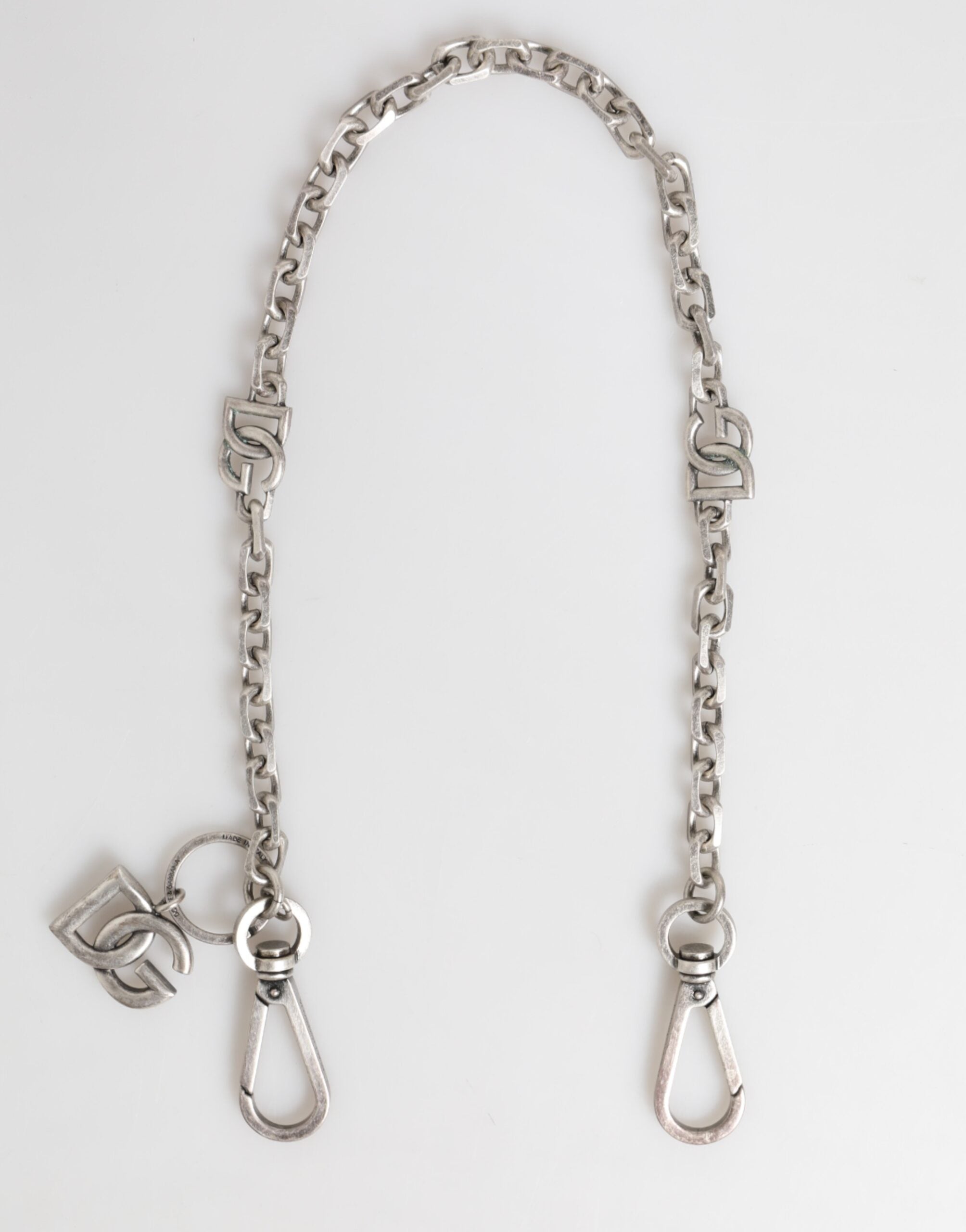 Silver Tone Brass DG Logo Detailing Chain Men Necklace