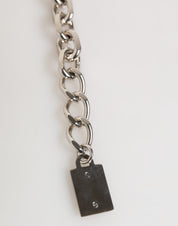 Silver Chain Brass Beaded Lobster Clasp Logo Men Bracelet