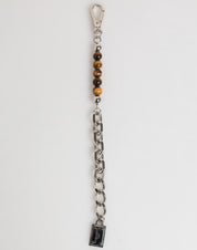 Silver Chain Brass Beaded Lobster Clasp Logo Men Bracelet