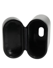 Black Leather Logo Print Flip Holder Men Airpods Case