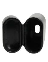 Black Leather Logo Print Flip Holder Men Airpods Case