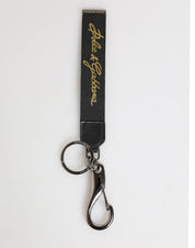 Black Yellow Polyester DG Logo Silver Keychain Keyring