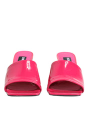 Pink Open Toe Block Heel Mules Sandals Shoes