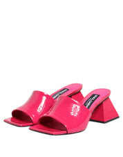 Pink Open Toe Block Heel Mules Sandals Shoes