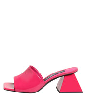 Pink Open Toe Block Heel Mules Sandals Shoes