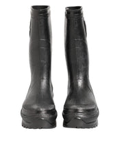 Metallic Black Pull On Rain Boots Men Shoes