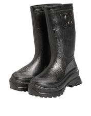 Metallic Black Pull On Rain Boots Men Shoes
