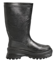 Metallic Black Pull On Rain Boots Men Shoes