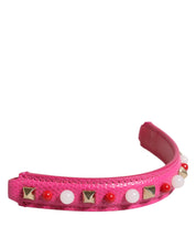 Dolce & Gabbana Pink Embellished Leather Bag Handle Women Shoulder Strap