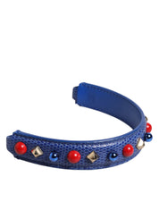 Blue Embellished Leather Bag Handle Women Shoulder Strap