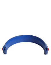 Blue Embellished Leather Bag Handle Women Shoulder Strap