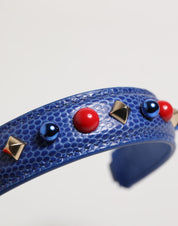 Blue Embellished Leather Bag Handle Women Shoulder Strap