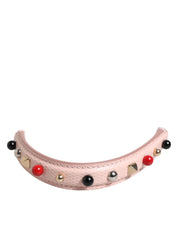 Dolce & Gabbana Light Pink Embellished Leather Bag Handle  Shoulder Strap