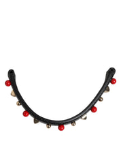 Black Embellished Leather Bag Handle Women Shoulder Strap