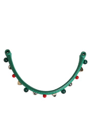 Dolce & Gabbana Green Embellished Leather Bag Handle Women Shoulder Strap