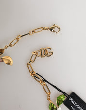 Gold Brass Logo Detail Floral Fashion Jewelry Necklace