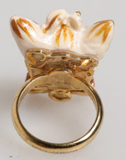 Gold Brass Resin Beige Dog Pet Accessory Ring