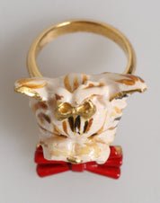 Gold Brass Resin Beige Dog Pet Accessory Ring