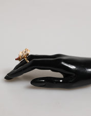 Gold Brass Resin Beige Dog Pet Accessory Ring