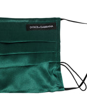 Green Silk Pleated Elastic Ear Strap Face Mask