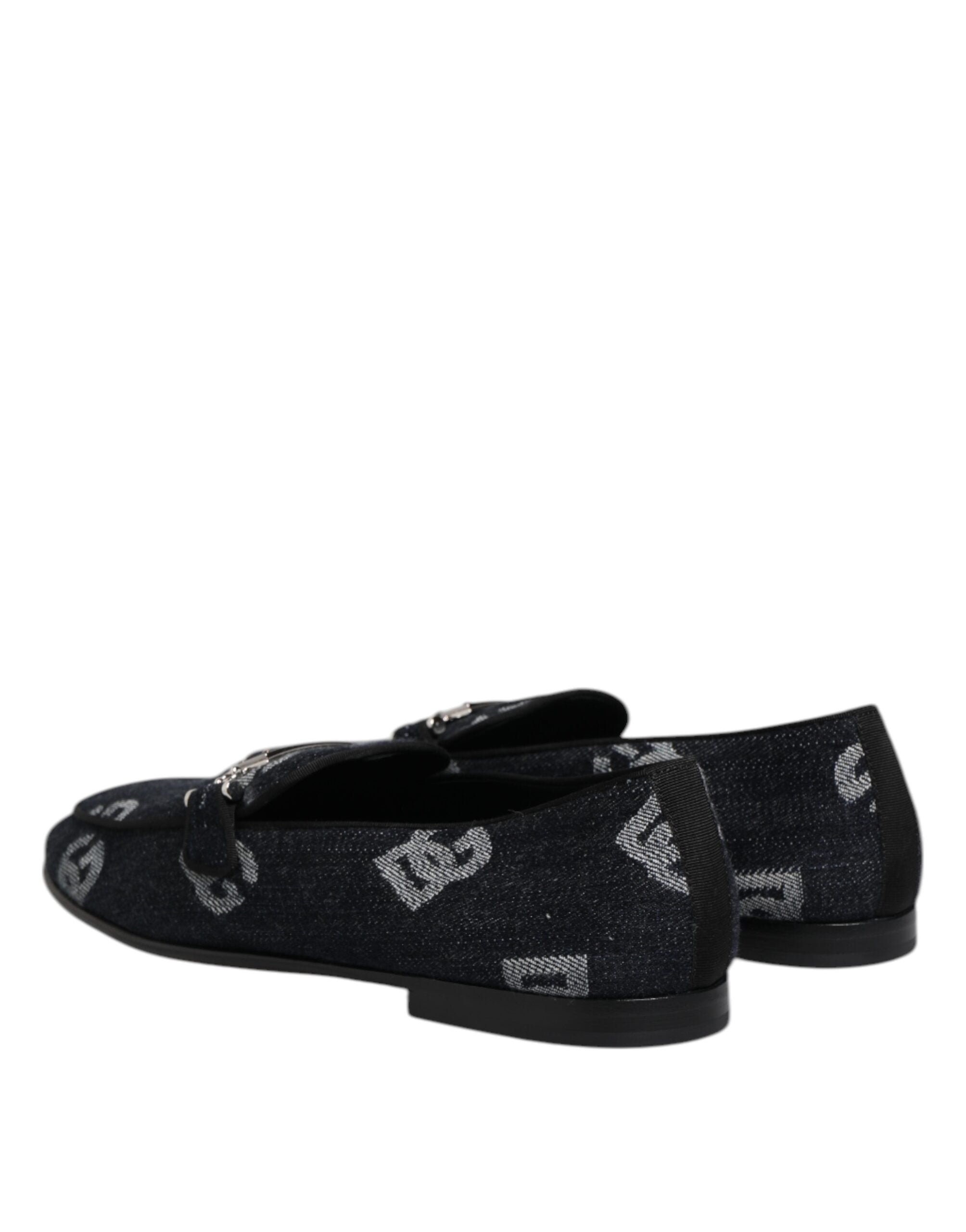Blue Logo Cotton Loafers Formal Dress Shoes
