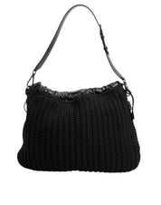 Black Cashmere Knitted Leather Shoulder Women Borse Bag