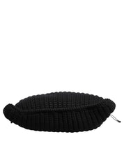 Black Cashmere Knitted Leather Shoulder Women Borse Bag