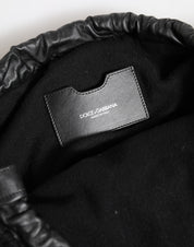 Black Cashmere Knitted Leather Shoulder Women Borse Bag