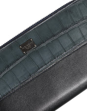 Black Blue Exotic Leather Men Continental Clutch Wallet