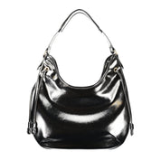 Black Polyurethane Women Hobo Bag