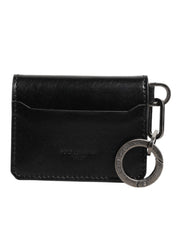 Dolce & Gabbana Wallet Black Leather Logo Embossed Key Chain Card Holder Wallet Dolce & Gabbana