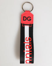 Red White DG Logo Polyester Brass Holder Keychain Keyring