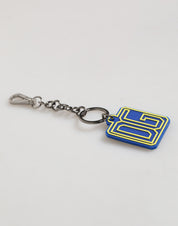 Blue Yellow DG Rubber Logo Silver Men Keychain Keyring