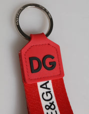 Red Logo Polyester Silver Brass Holder Keychain Keyring