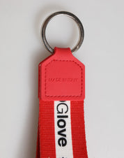 Red Logo Polyester Silver Brass Holder Keychain Keyring