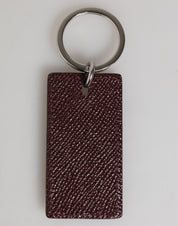 Bordeaux Leather Logo Metal Ring Men Keychain Keyring