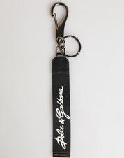 Black White Polyester DG Logo Silver Men Keychain Keyring