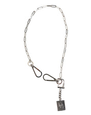 Silver Tone Metal Chain DG Logo Pendant Men Necklace