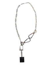 Silver Tone Metal Chain DG Logo Pendant Men Necklace