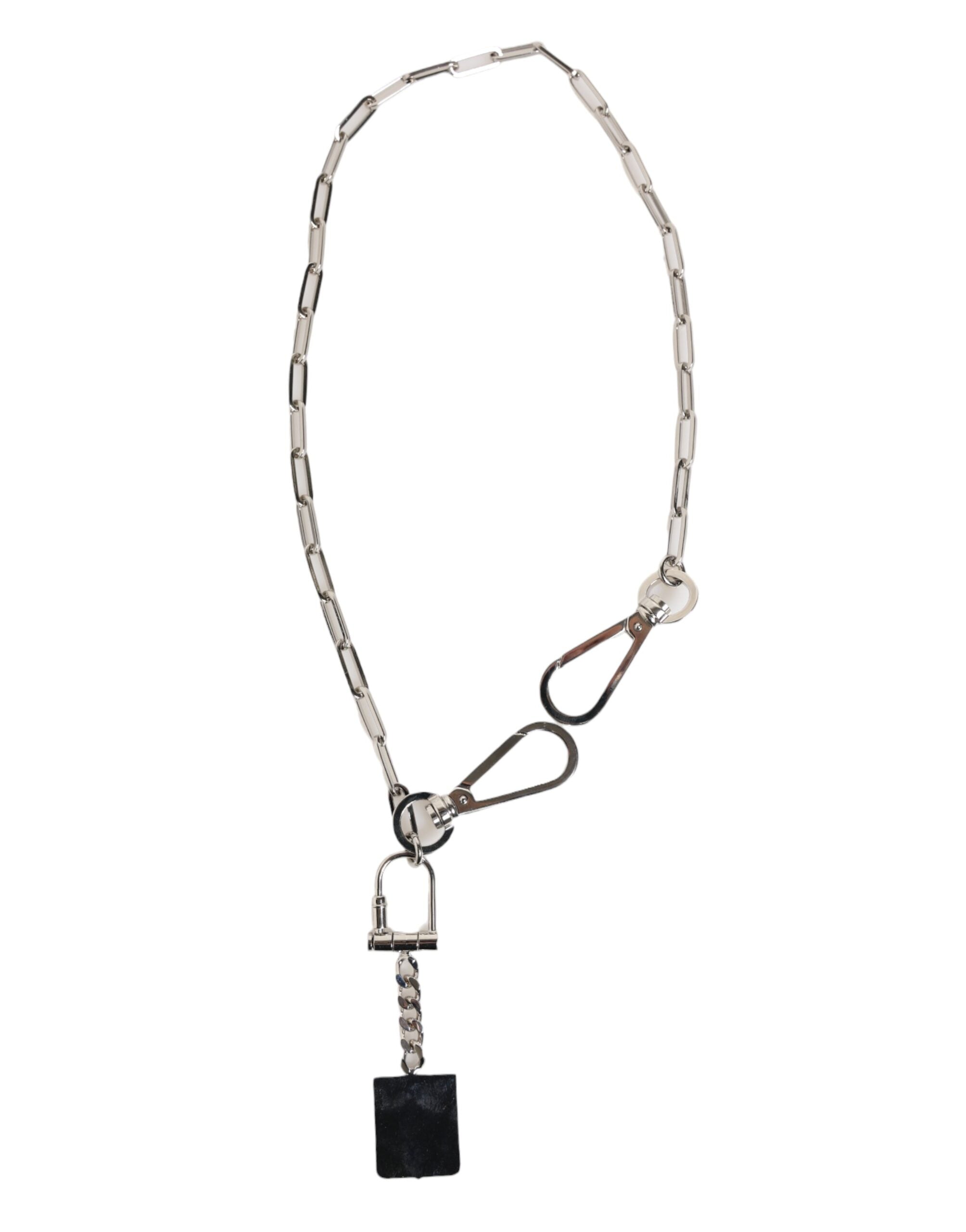 Silver Tone Metal Chain DG Logo Pendant Men Necklace