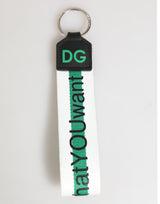 Green Logo Polyester Silver Brass Holder Keychain Keyring