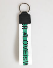 Green Logo Polyester Silver Brass Holder Keychain Keyring