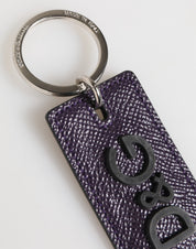Violet Leather Logo Metal Ring Men Keychain Keyring
